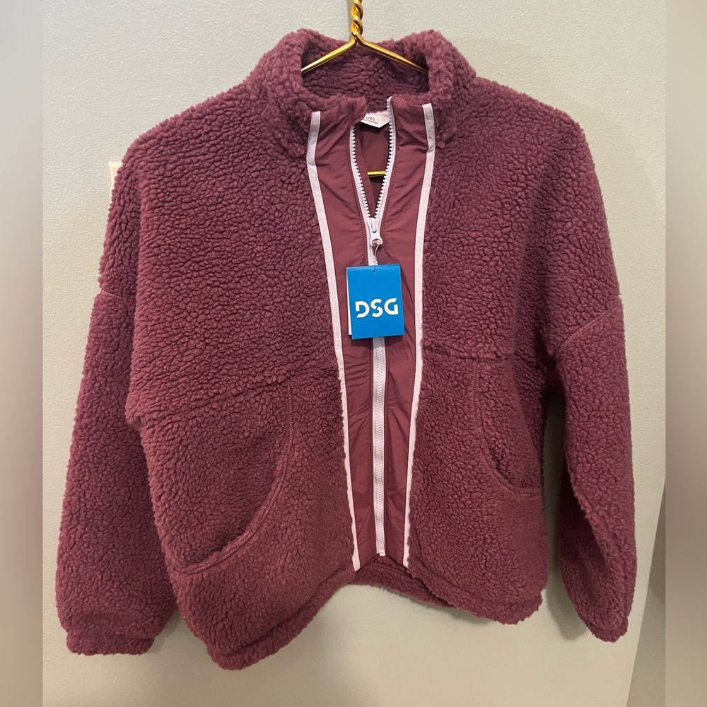 DSG 'Cozy Fleece Full Zip ' Girls Sherpa XL (16) Color is Rose Coffee $55 MSRP